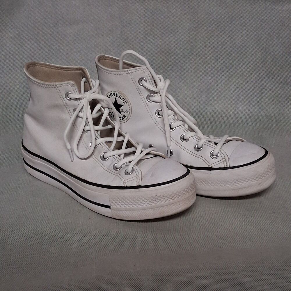 Converse All Star Chuck Taylor Hi Lift Platform Sneaker Womens 7.5 White Leather